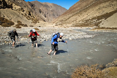 River Crossing in the Dolpo Region of Nepal.